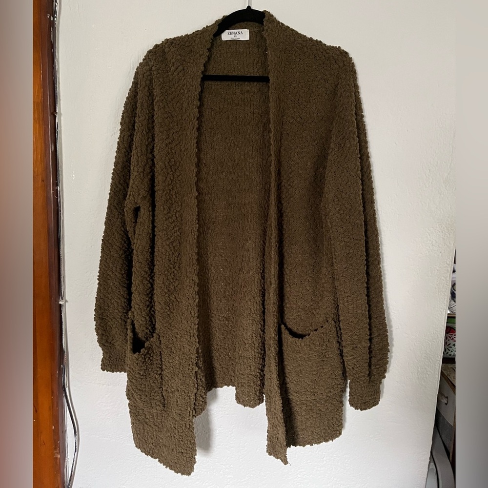 Zenana Popcorn Knit Puff Sleeve Cardigan